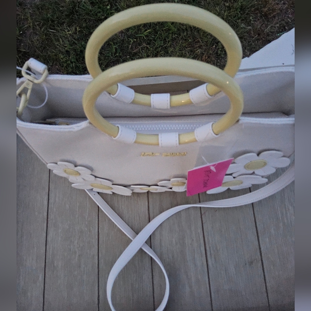 Betsey Johnson Cream and Yellow Satchel with Floral Design - Picture 5 of 7